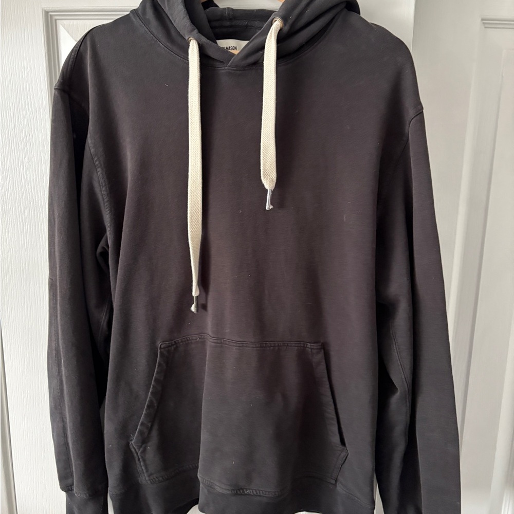 Buck Mason Faded Black Brushed Loopback Hooded Sweatshirt Size L | EUC